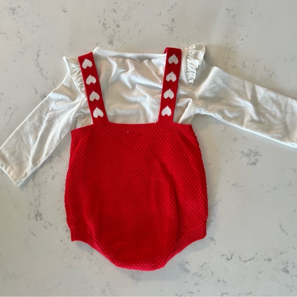 Cat & Jack baby girl red heart romper and top set | 12 months - Picture 2 of 4
